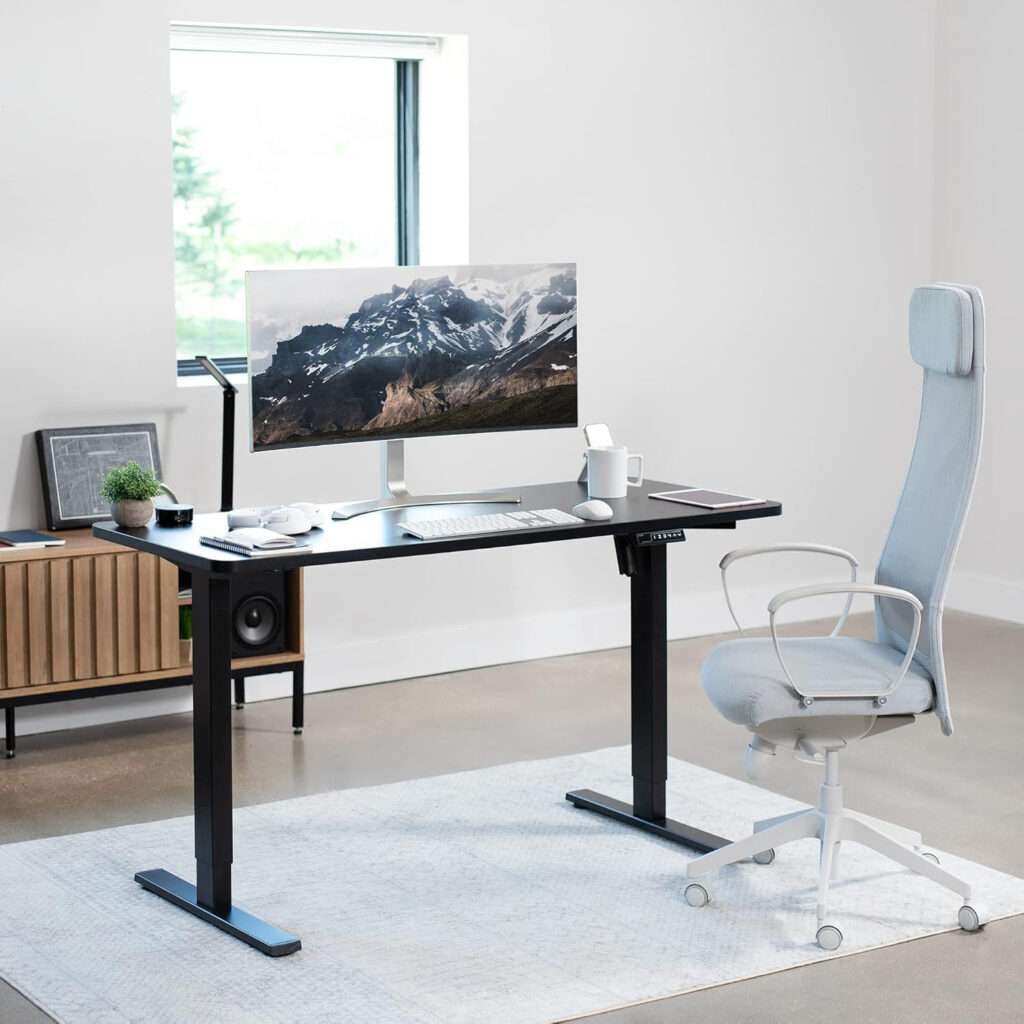 VIVO Electric 60 x 24 in Standing Desk, Memory Height Adjustment, 1B Series, One-Piece Black Top, Black Frame, DESK-KIT-1B6B 02
